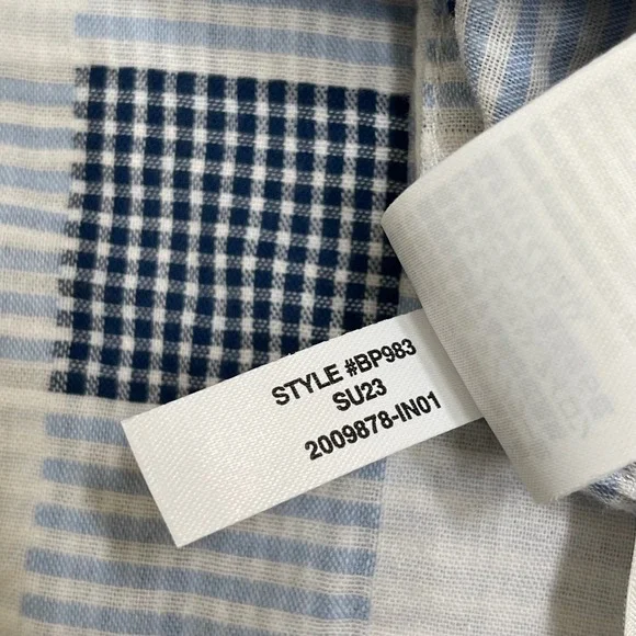 J.Crew Slim Fit Short Sleeve Button Down Shirt Blue Checkered Mens L Cotton - Picture 7 of 9